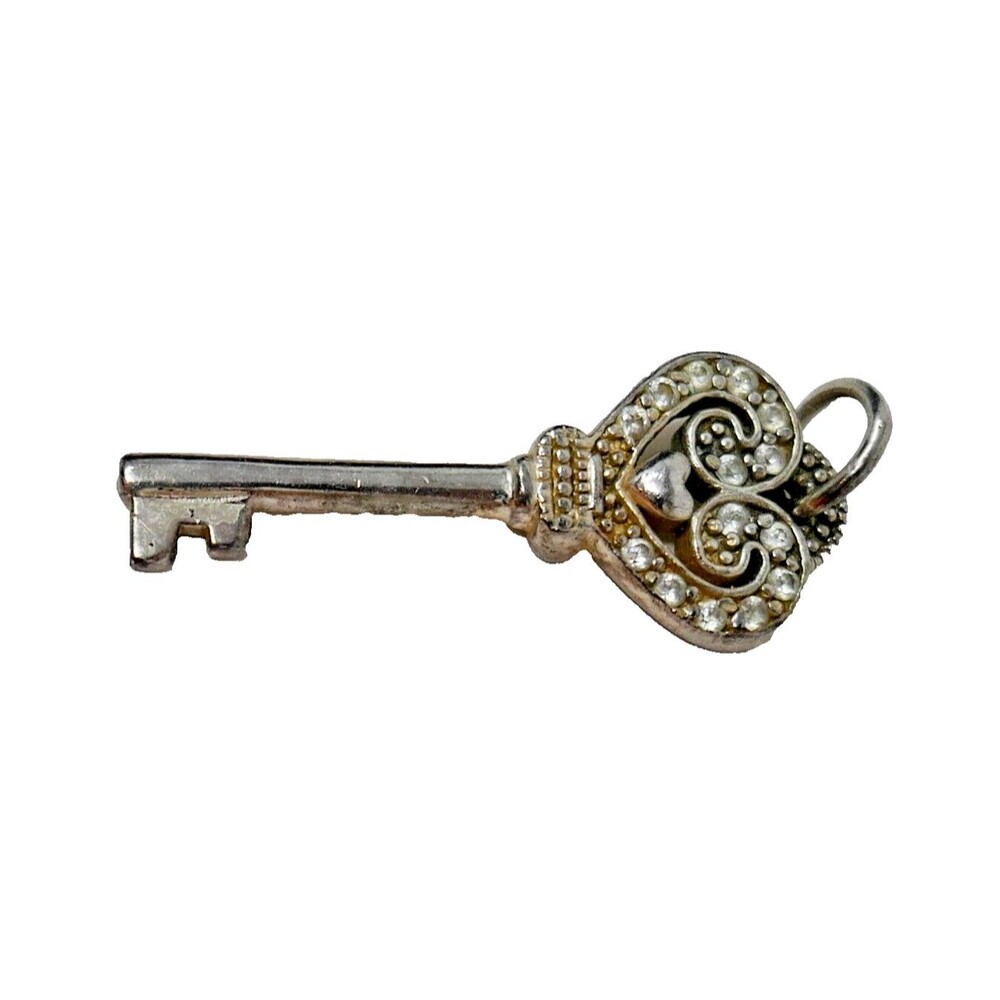 Silver Unlimited (SU) 925 Sterling Silver CZ Skeleton Key Charm